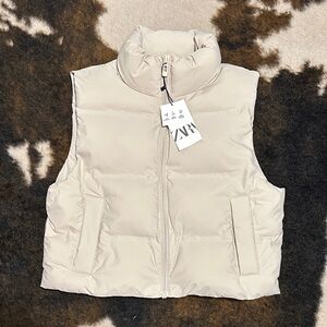 Zara Beige Puffer Vest